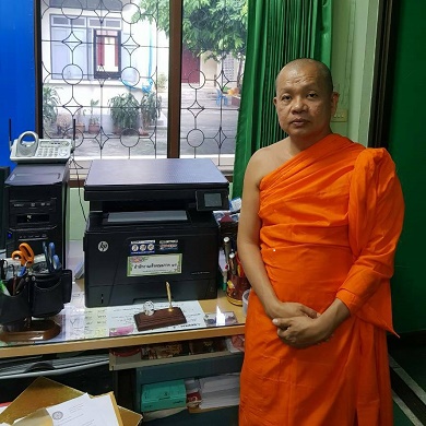 Donation of HP LaserJet Pro M435nw printer and toner for Wat Pathum Khongka worawihan